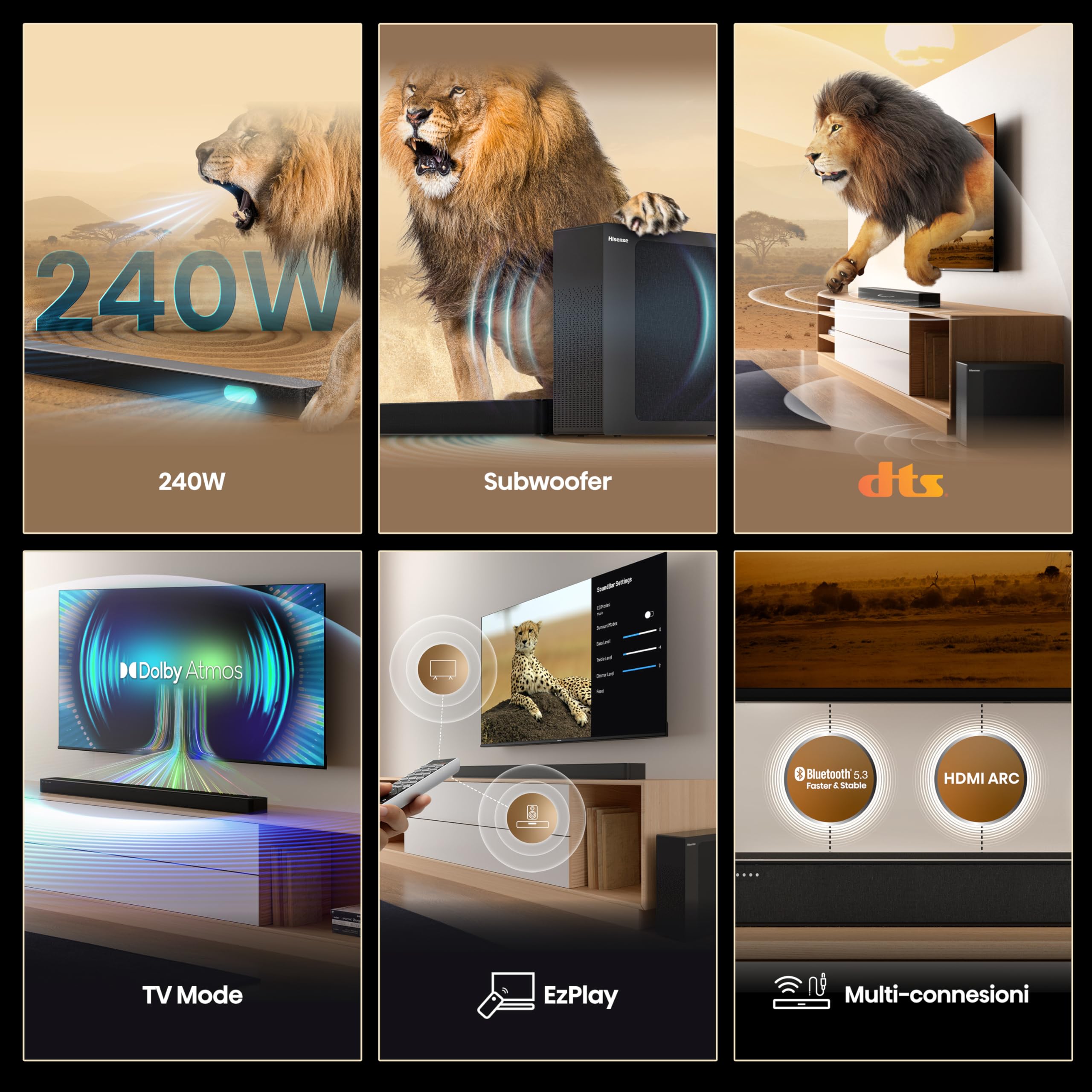 Hisense Bundle of 50E7Q Fehrnseher, 50 Zoll, 4K QLED, Smart TV+ HS2100, 2.1 Kanal Soundbar, 240W max Audio Power,Dolby Audio, DTS Virtual:X, Ultra-Slim Wireless subwoofer, TV Mode, EzPlay