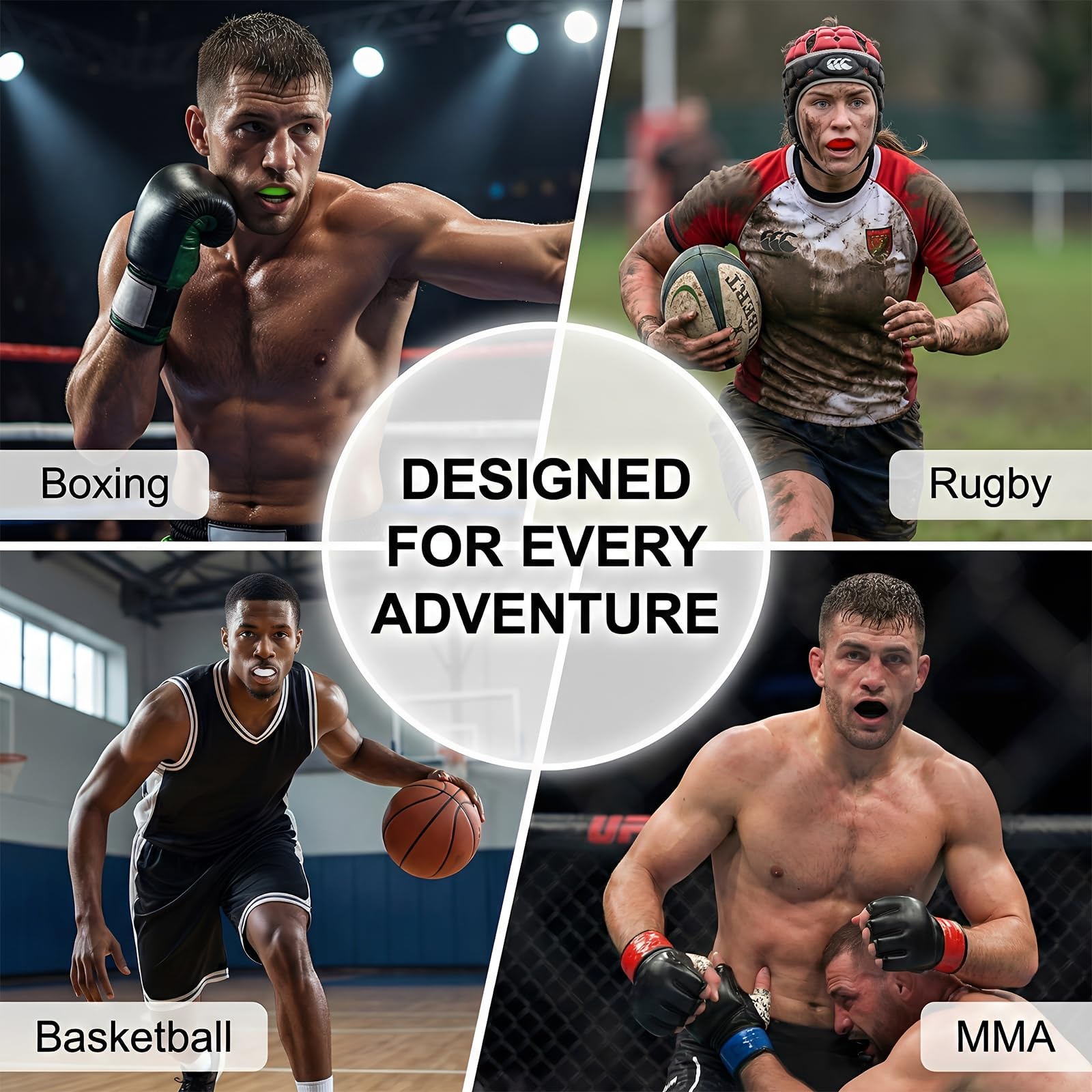 BAUCH 4 PCS Protector Bucal Deportivo para Adultos,Bucal boxeo,Bucal Deportivo,para Niño Niños Boxeo Años Baloncesto Muay Thai Kick Boxing Fútbol Americano Junior — view 6