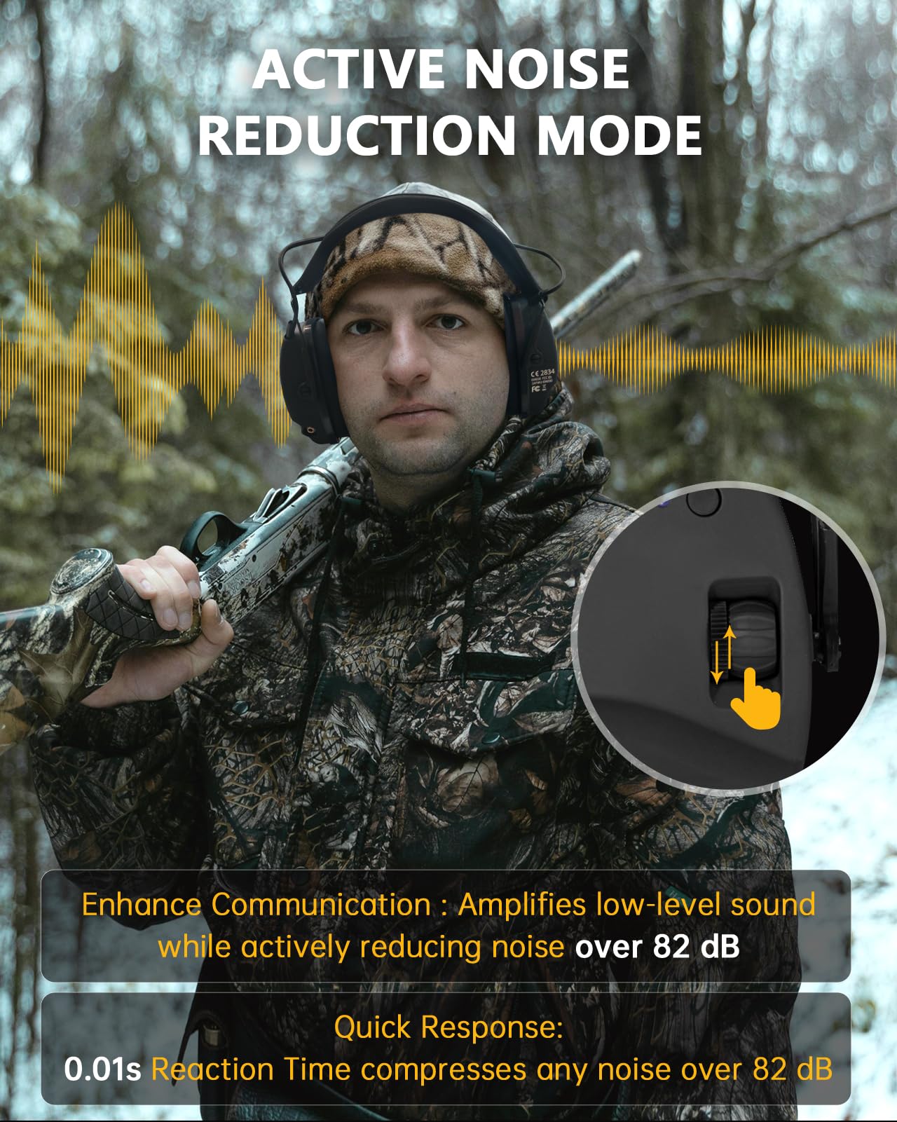 PROHEAR 030 Elektroniczne nauszniki do strzelania z Bluetooth, ochrona słuchu na strzelnicy, aktywne nauszniki, redukcja hałasu, wzmocnienie dźwięku do polowania, NRR22dB SNR 27dB