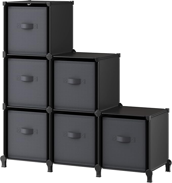 SONGMICS Cube Storage Organizer with Storage Boxes, 6Cube Organizer