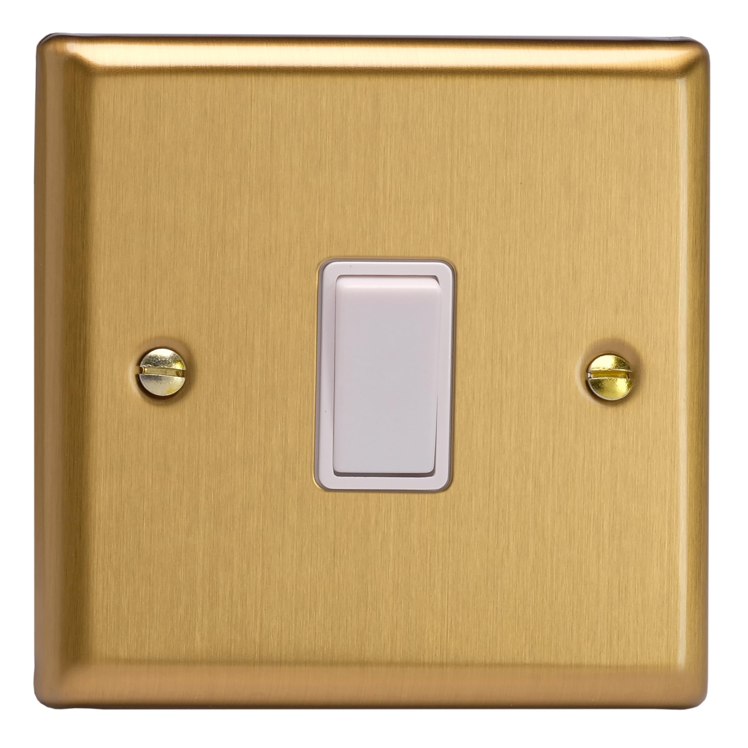 Varilight XB7W Intermediate Light Switch, 10A, Classic Brushed Brass + White Insert