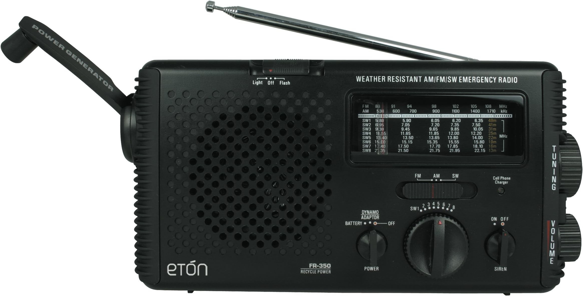 Eton FR350 Self-Powered Water Resistant AM/FM/Shortwave Radio - Choose Color - Black One Size