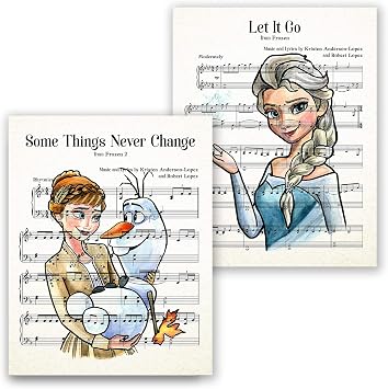 ATOZSTUDIO Frozen Poster Set of 2 Music Sheets Prints, 8x10