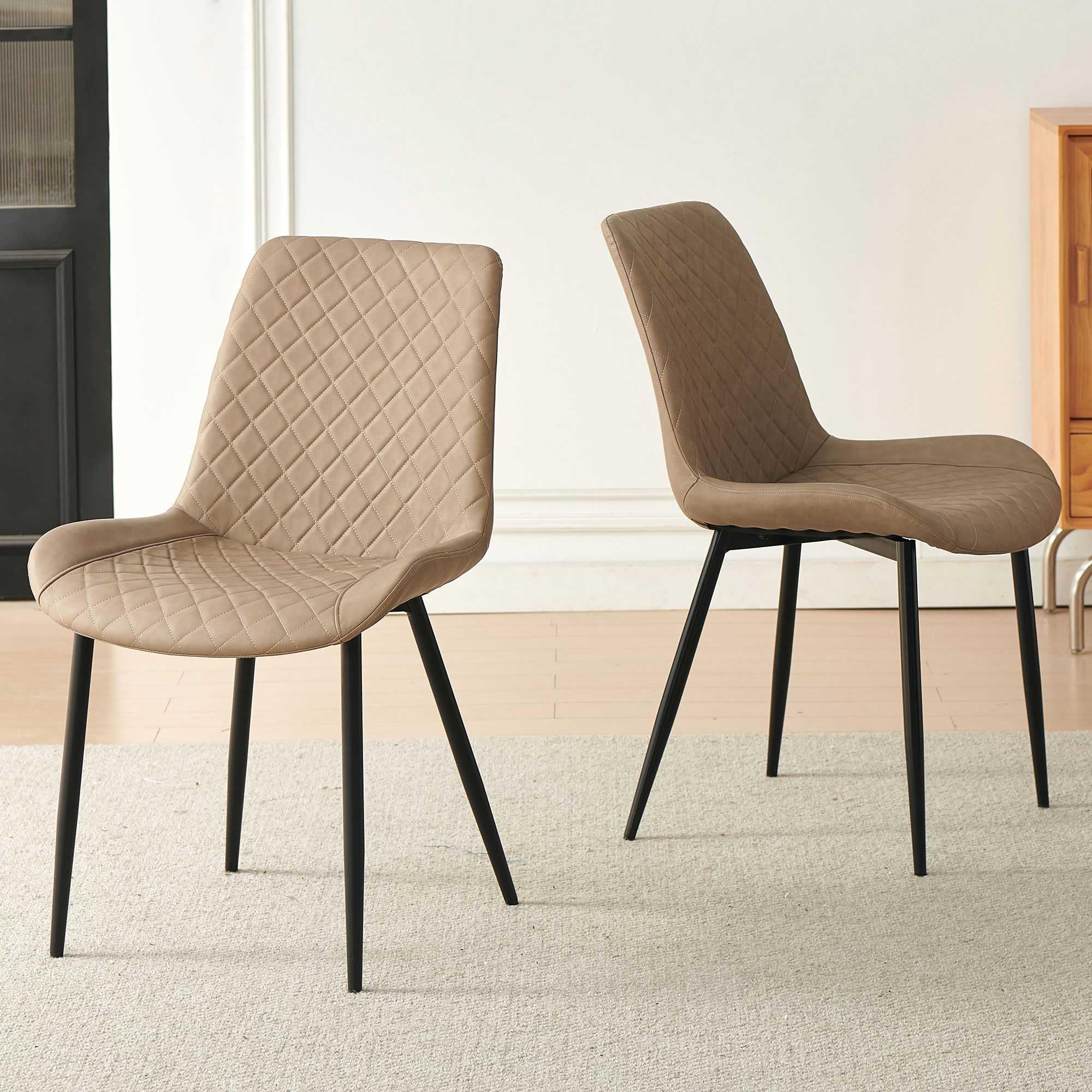 Homedot Kitchen Dining Chairs Set of 2, Classic Armless Dinner Side Chairs Ergonomic Upholstered Bedroom Make Up Chairs Comfy Padded Cushion Accent