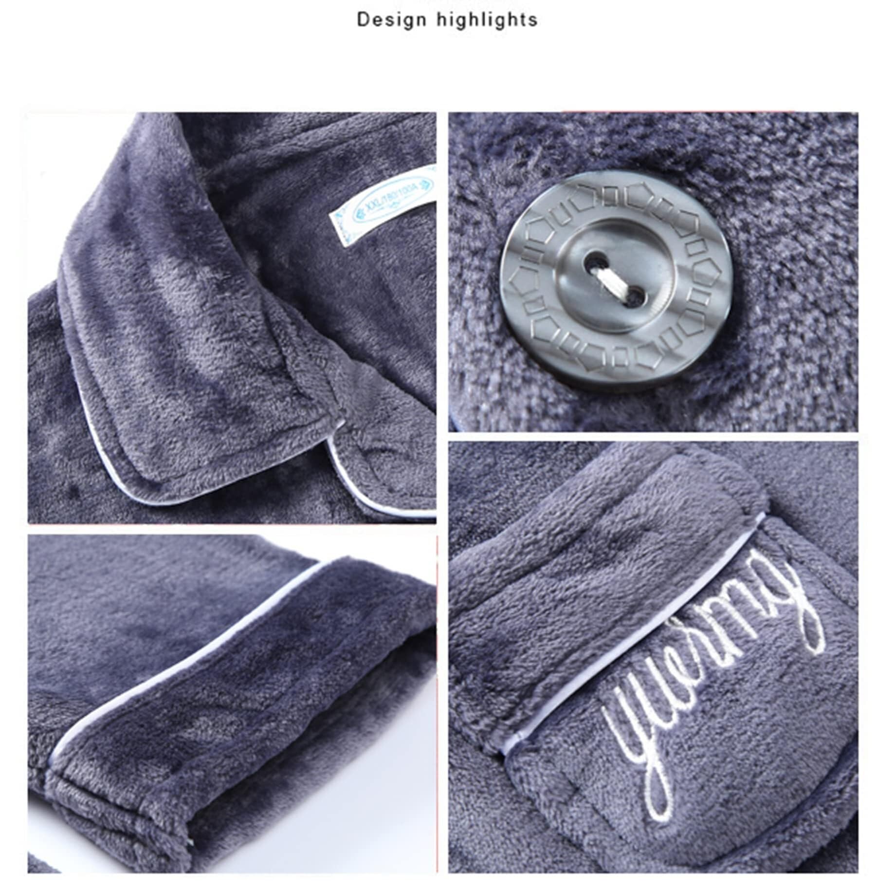 Conjunto de pijama de franela suave for hombre, 2 piezas, manga larga, talla grande