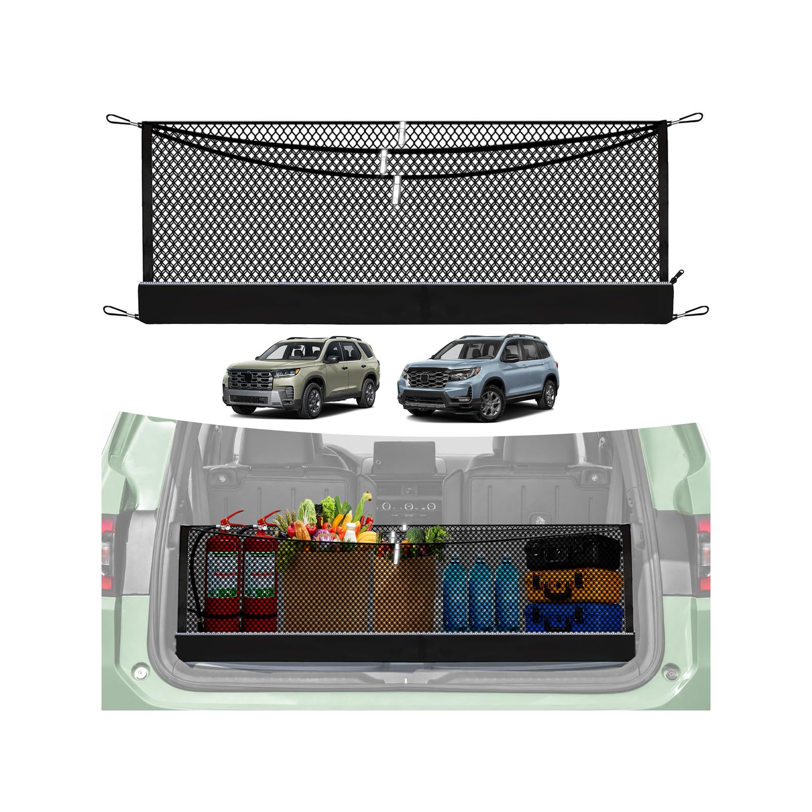 3-Layer Cargo Net for Honda Passport/Pilot 2023-2026, Zoned Storage Netting