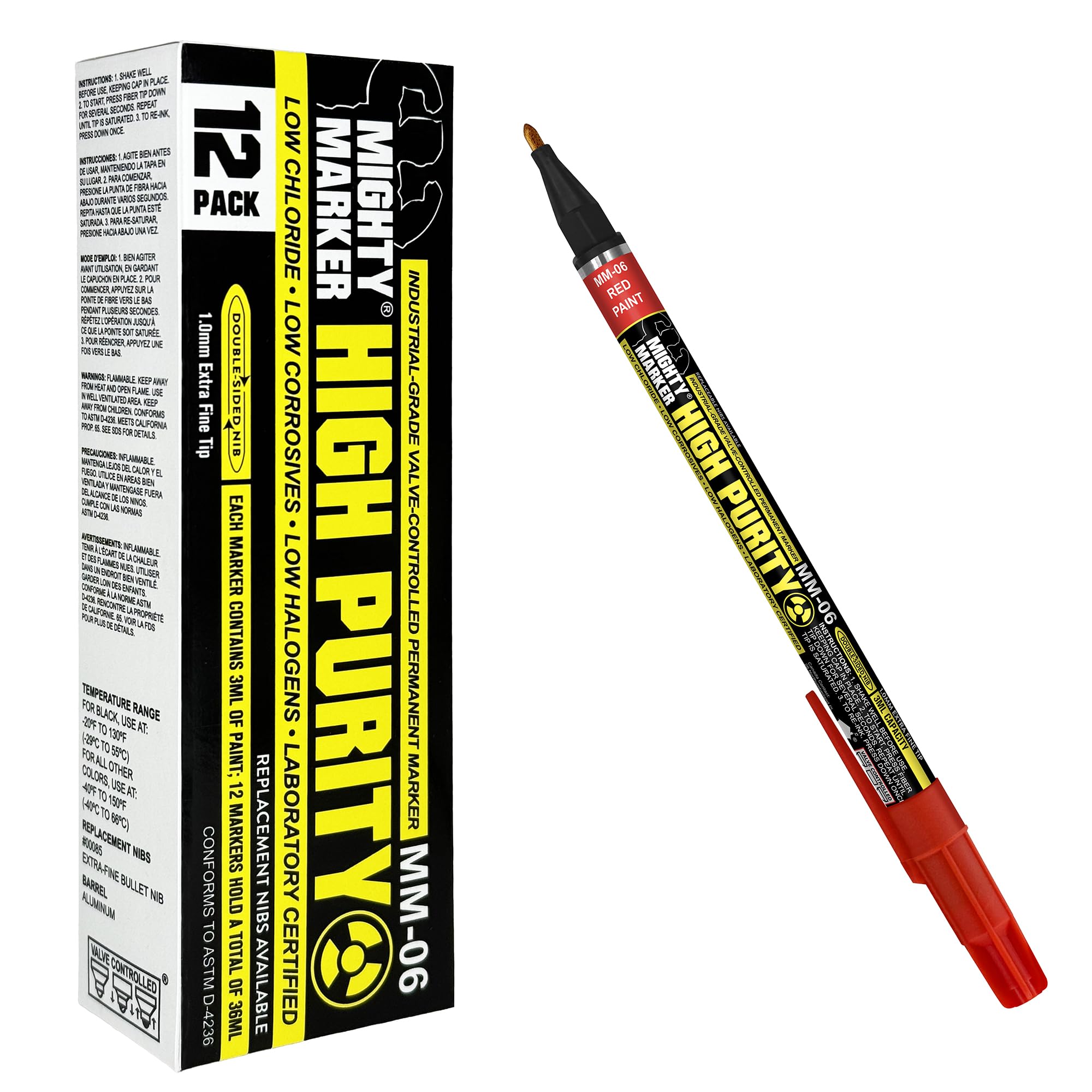 Mighty Marker High Purity MM-06 Certified Paint Markers, Extra Fine Tip, Low Halogen, Low Chloride, Low Corrosive, Lab Tested, Aerospace & Nuclear