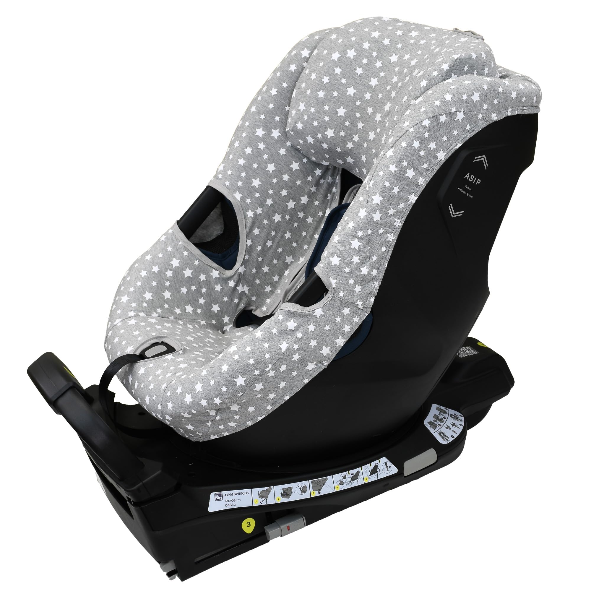 JYOKO Fodera per seggiolino auto compatibile con Axkid Spinkid 2, realizzata in cotone biologico, traspirante per il massimo comfort del tuo bambino, protegge il rivestimento originale (stampa White