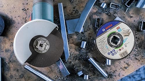 Miniatura 7 de Bosch Professional 2608619267 - Juego de 10 discos de corte recto estándar (para INOX, X-Lock, diámetro de 4.921 in, diámetro de 0.875 in, grosor