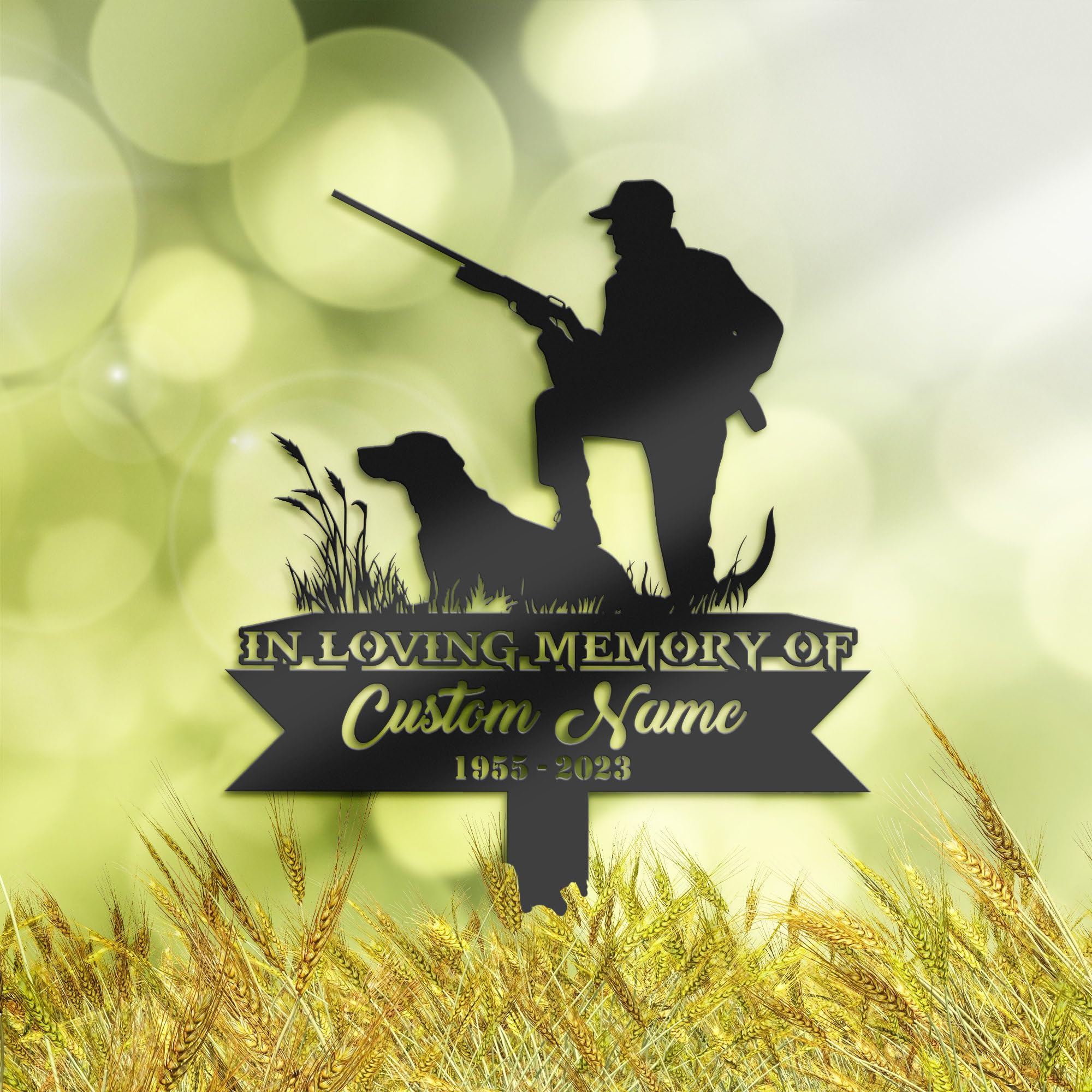 Personalised Hunter and Dog Memorial Stake, Cemetery Marker, Bereavement Gifts, Grave Decorations, Memorial Plaques, Sympathy Sign, Grave Marker, Remembrance Plaque