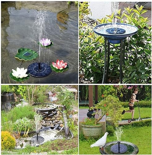 Miniatura 4 de Bomba de fuente solar de 1.5 W para baño de pájaros, fuente solar de 6.3 pulgadas con 6 boquillas diferentes, piscina patio trasero, cascada,