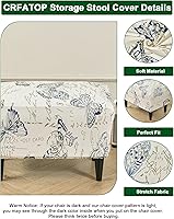 Vista 4 de CRFATOP Funda impresa para silla otomana grande, fundas elásticas para silla otomana rectangular, funda para taburete de almacenamiento, funda