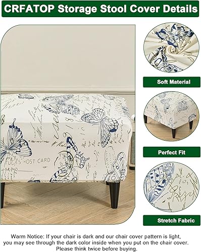 Miniatura 4 de CRFATOP Funda impresa para silla otomana grande, fundas elásticas para silla otomana rectangular, funda para taburete de almacenamiento, funda