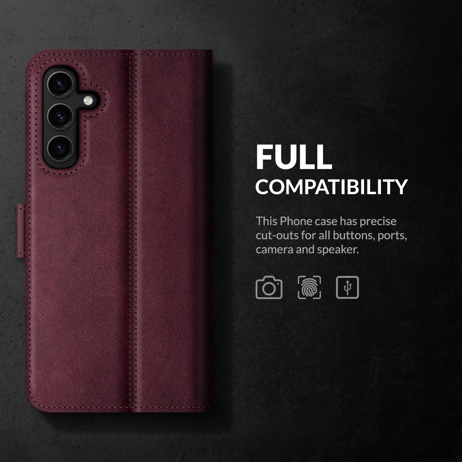 SURAZO Handyhülle für Samsung Galaxy S23 FE Hülle Leder – Klappbar Echtleder Schutzhülle [ Magnet, Kartenfach, RFID Schutz, Standfunktion ] Flip Klapphülle Wallet Case Cover Lederhülle (Burgund)