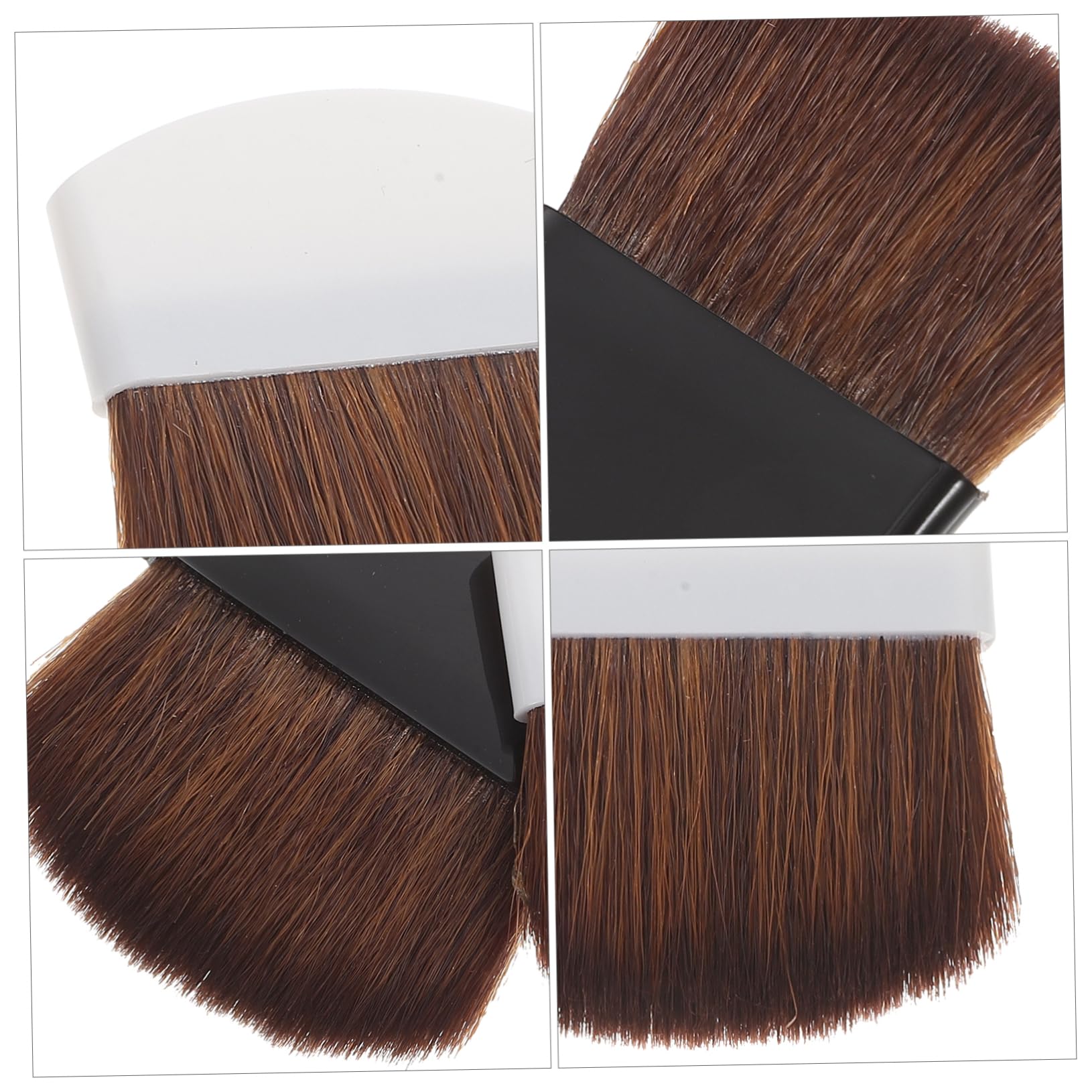 CALLARON Pennello per Trucco Portatile 2 Pezzi Set Setole di Crine di Cavallo Pennello Blush e Fondotinta in Plastica Bianco e Nero Resistente e Maneggevole per Uso Quotidiano