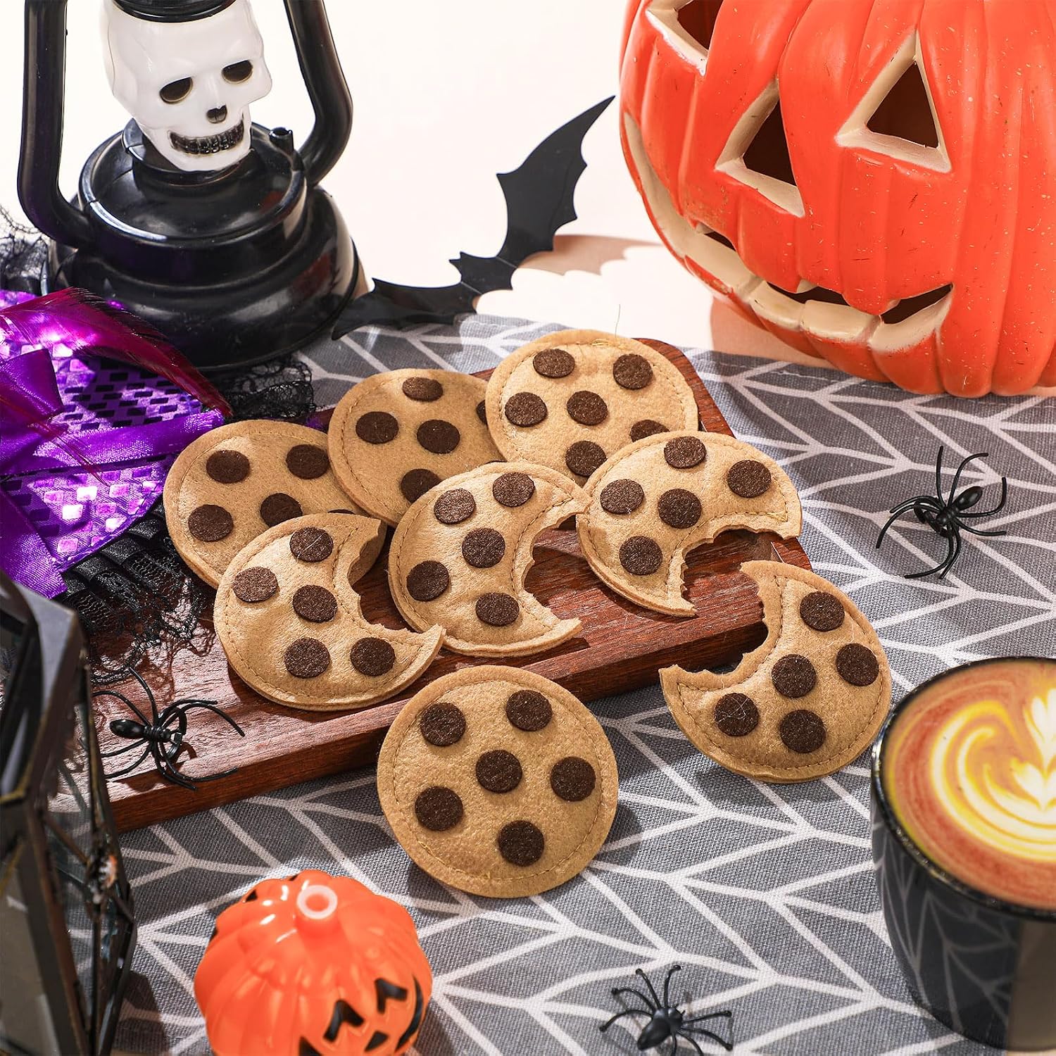 Suncalla 8 Pcs Chocolate Chip Felt Cookies Decor Brooches Chest Clip Cookies Costume Accessories for Halloween Party Supplies