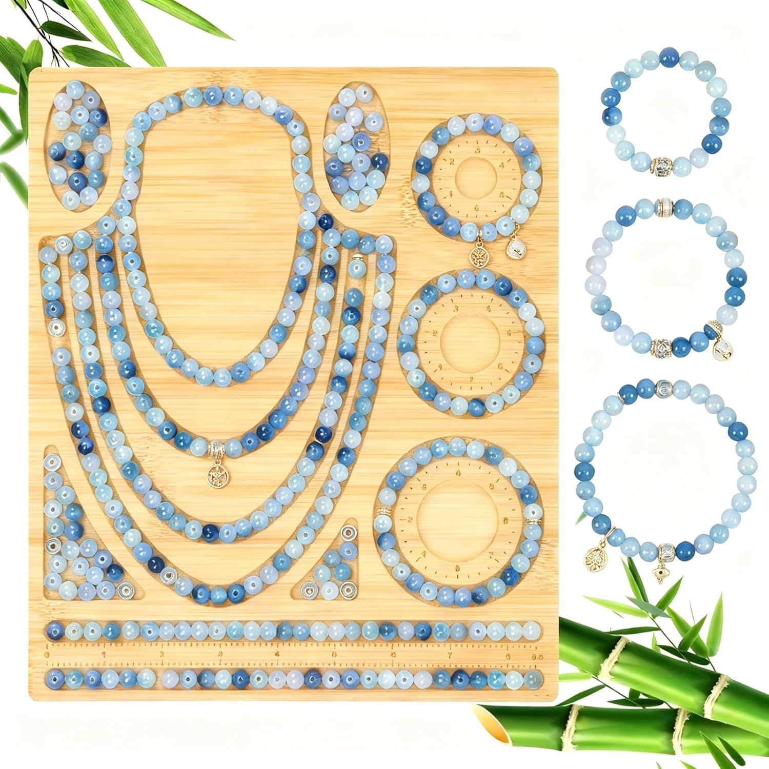 Hysagtek Bead Board for Jewelry Making - Bamboo Beading Board for Necklace & Bracelet Making, DIY Small Jewelry Design Tray Jewelry Making Supplies