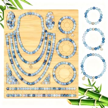 Hysagtek Bead Board for Jewelry Making - Bamboo Beading Board for Necklace & Bracelet Making, DIY Small Jewelry Design Tray Jewelry Making Supplies