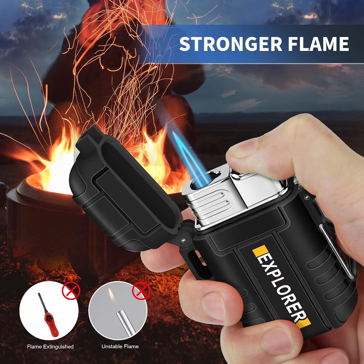 SAMNIU Torch Lighter, Waterproof, Windproof, refillable Butane Gas Lighters for Camping, Grill, BBQ, Fireworks