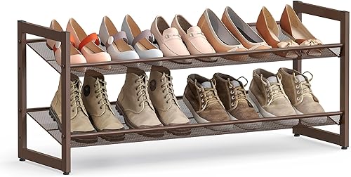Miniatura 23 de SONGMICS Zapatero, organizador de zapatos de 5 niveles, almacenamiento de zapatos de metal para garaje, estante apilable para zapatos, con estantes