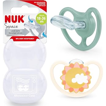 NUK Space Pacifier | 18-36 Months | Pacifiers with Extra Ventilation for Sensitive Skin | BPA-Free Silicone | Girl | 2 Pack