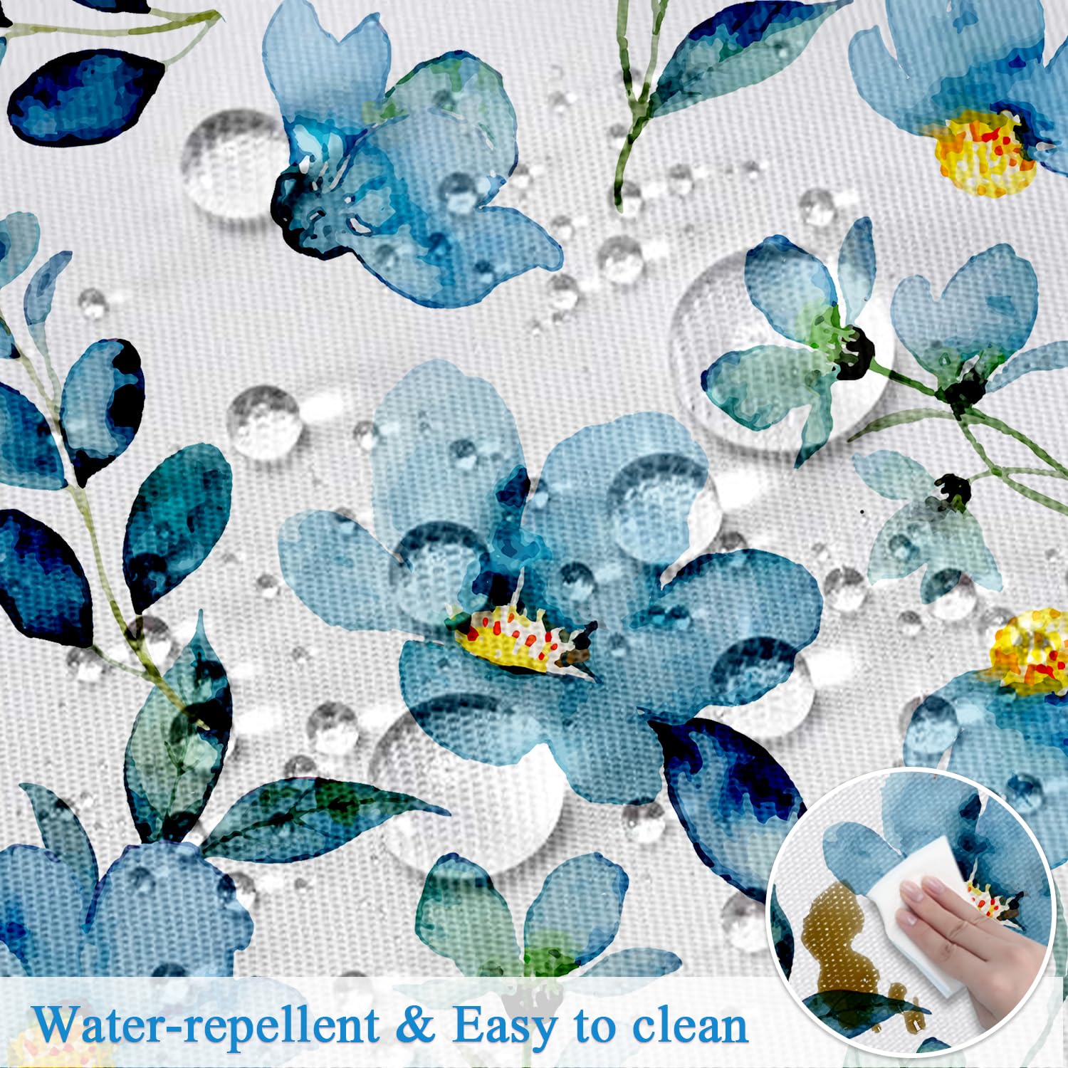 iEvery Blue Flower Tablecloth Wipe Clean - Image 3
