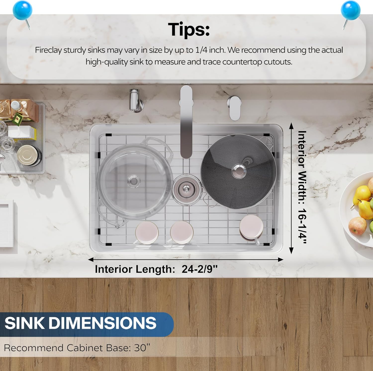 27 White Undermount Kitchen Sink, Hugsleek Topmount & Undermount Kitchen Sink 27x19 inch White Porcelain Ceramic Fireclay Sinks Dual Mount Accessories Single Bowl Under Counter Sinks Basin Drop In