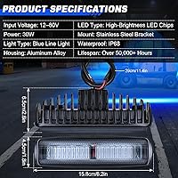 Vista 6 de Nueva carretilla elevadora LED luz azul zona lateral luces advertencia almacén zona peatonal camión lámpara de seguridad 30W, DC 12-80V
