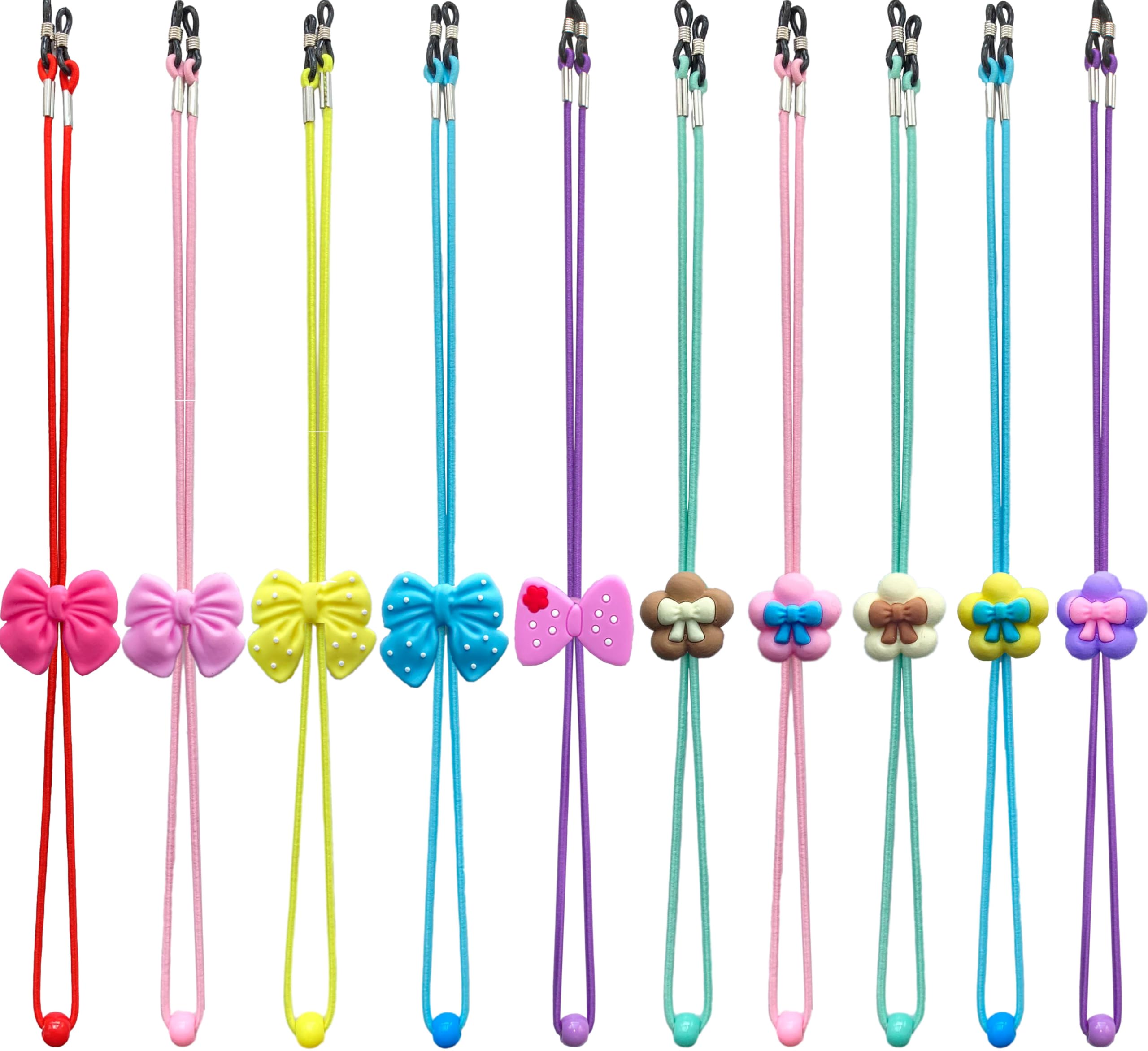 Eyeglasstor 10 PCS kids glasses strap adjustable Anti-Skid lanyards cord for girls prescription glasses sunglass with cute cartoon buckle cute kitty