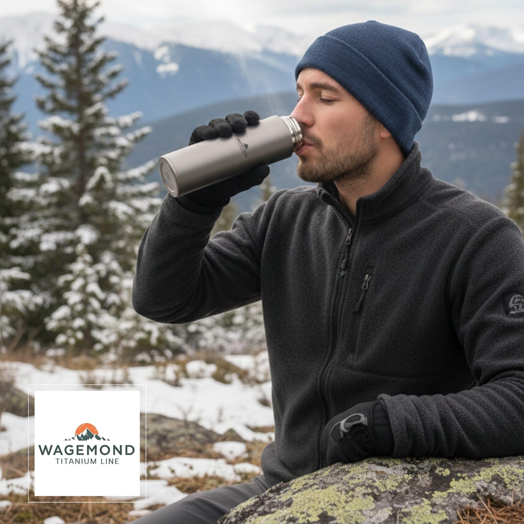 Titan Thermosflasche 450 ml – ultraleicht & doppelwandig isoliert | 100% Titan, geschmacksneutral & BPA-frei | inkl. Teesieb & Naturbürste | für Alltag, Reisen & Outdoor