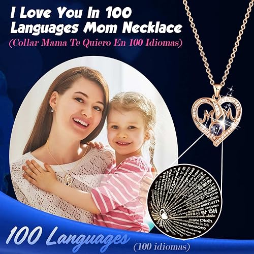Miniatura 144 de ADDWel Rose Gifts for Women - Preserved Real Roses Forever Purple Flowers with I Love You in 100 Languages Necklace and Cute Moss Bear for