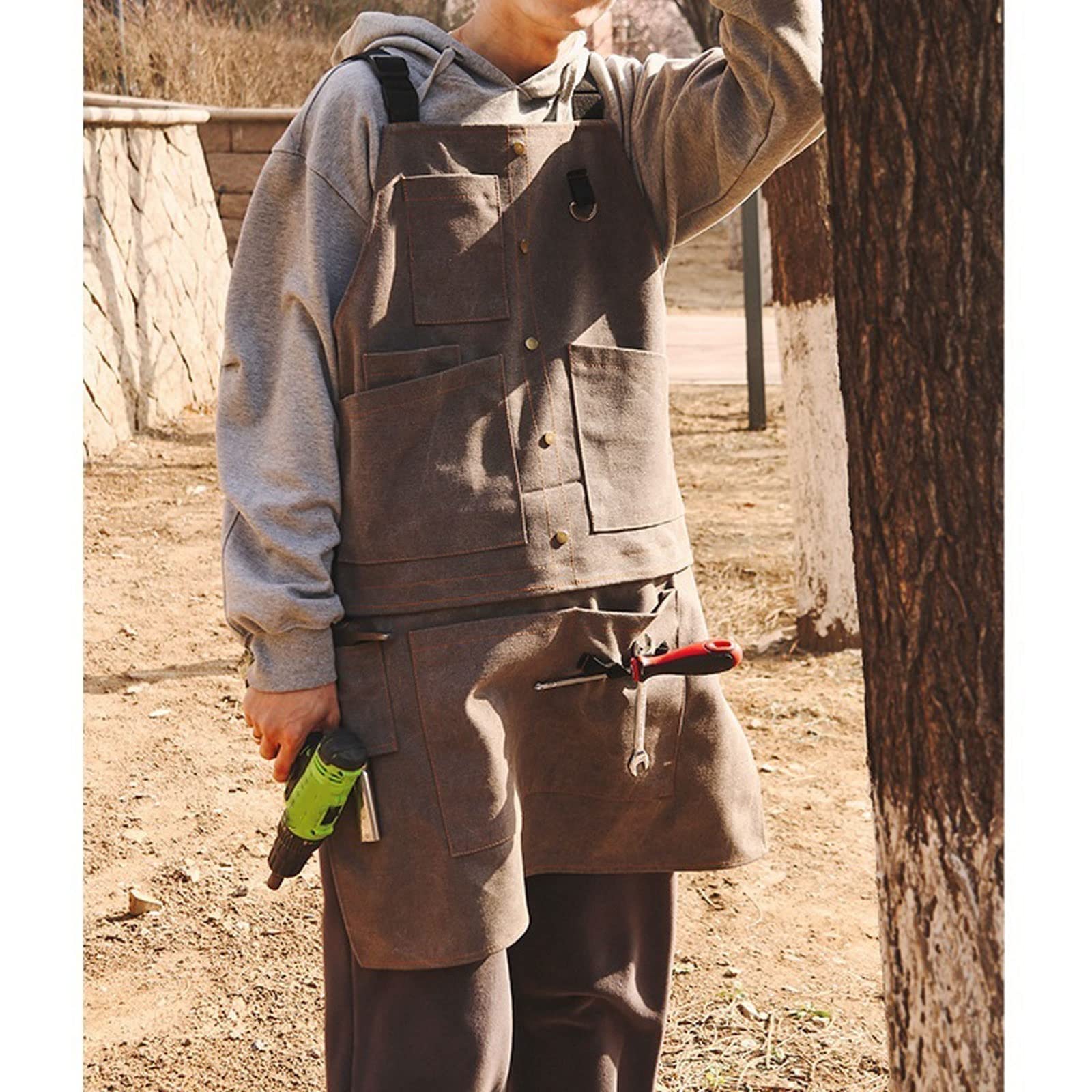 Delantal al aire libre, para camping, picnic, carpintería, hombre, mujer, lona, floristería siamesa, hogar, amarillo, Talla única