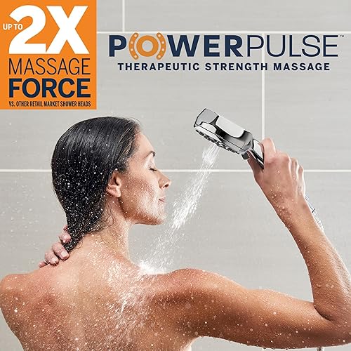Miniatura 4 de Waterpik Cabezal de ducha de mano de alta presión con manguera PowerPulse Massage 7 modos cromado XPB-763ME
