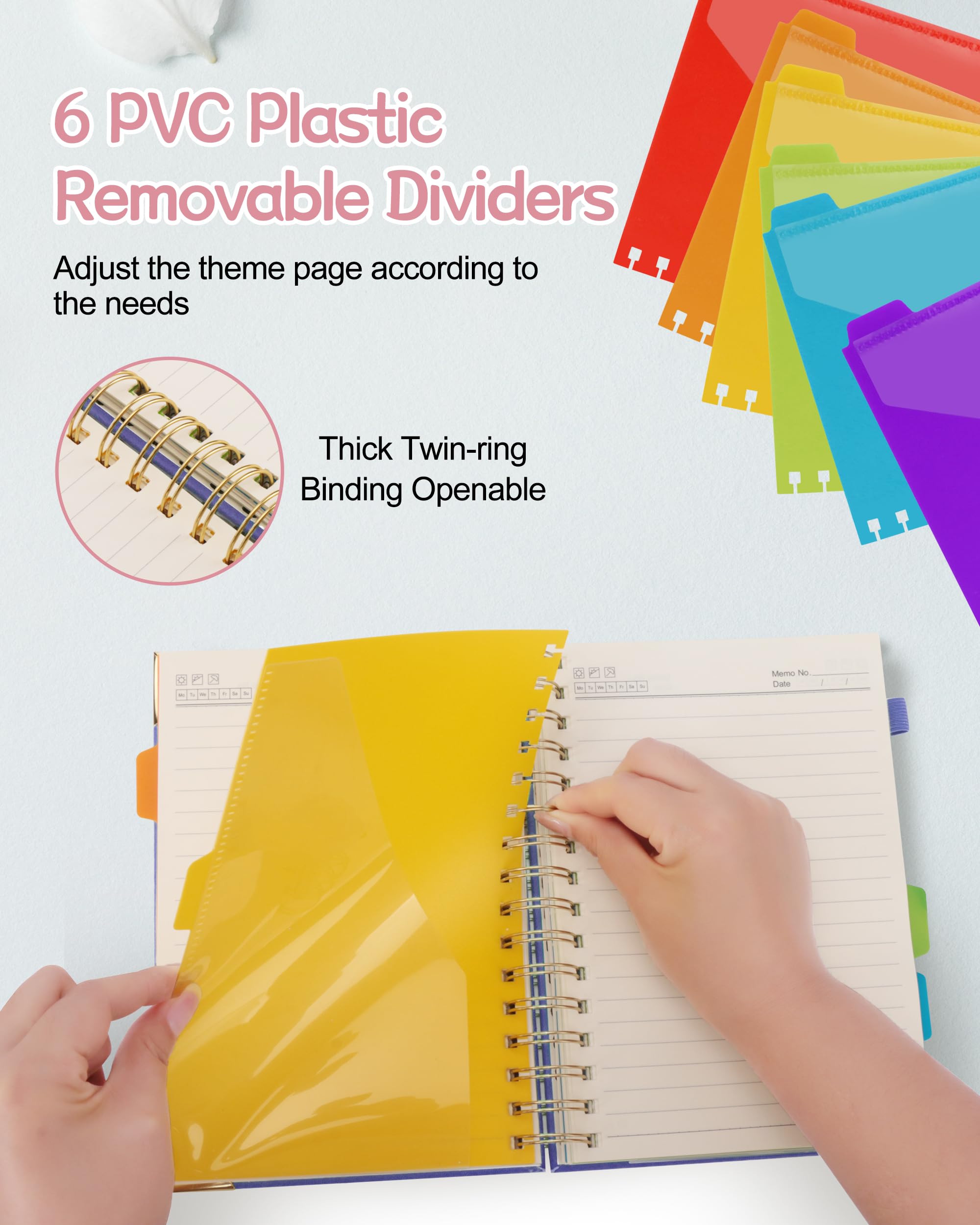 Taccuino a spirale con copertina rigida, 6 soggetti a righe e 200 pagine, formato A5, per lavoro con schede, regali cristiani, forniture scolastiche e per ufficio