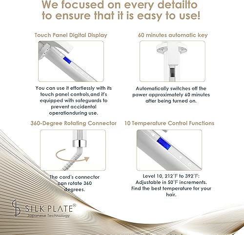 Miniatura 8 de KINUJO Rizador de 1.25 pulgadas  Varita rizadora profesional de peluquería de 1 14 pulgadas  Tecnología japonesa de placa de seda  Cero daño al