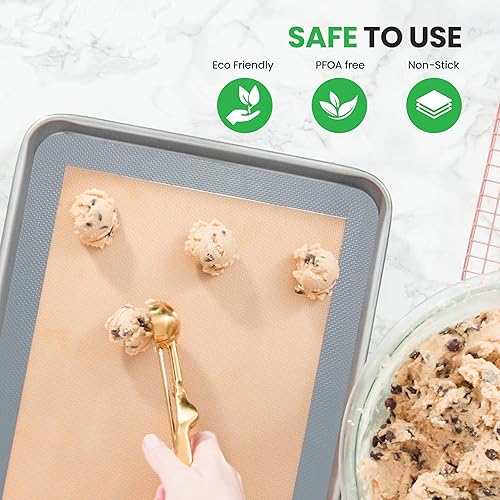 Miniatura 10 de Nutrichef Alfombrillas de silicona para hornear, 2 alfombrillas de silicona antiadherentes de grado alimenticio, perfectas para hornear completas de