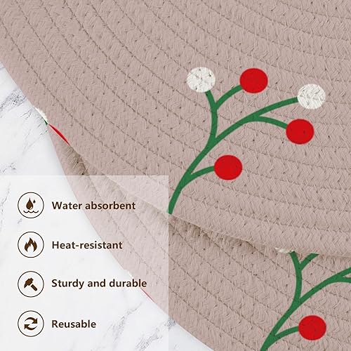 Miniatura 3 de 3 Pcs Pot Holder Trivet Mats for Hot Dishes 15in Cotton Thread Weave Absorb Water Cooking Pad for Crock Pot Kitchen Counter Decor Christmas Cute