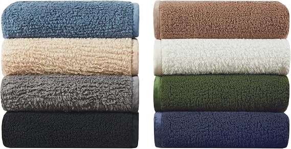 Woolrich Burlington Berber Blanket Super Soft, Cozy Lightweight Cover with Luxurious Velvet Binding, Modern Trendy All Season Bedspread Bedding-Set, Full/Queen: 90x90, Tan