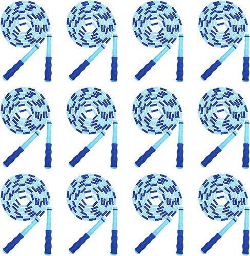 12 piezas de cuerda de saltar suave con cuentas para niños, longitud ajustable, a prueba de nudos, cuerda de saltar para niñas, niños, mujeres,