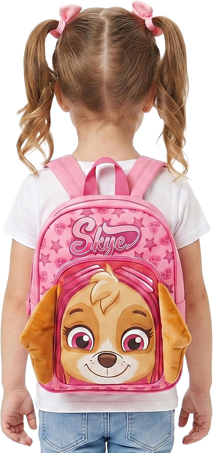 Paw Patrol Backpack, Skye Girls Backpack With 3D Plush Ears, Fun Girls Bags, One Size image 2