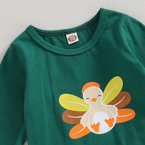 Miniatura 3 de BOIBOKOKO Traje de Acción de Gracias para bebé, niña, niño, sudadera de manga larga, con diseño de pavo, mameluco a rayas, pantalones para correr