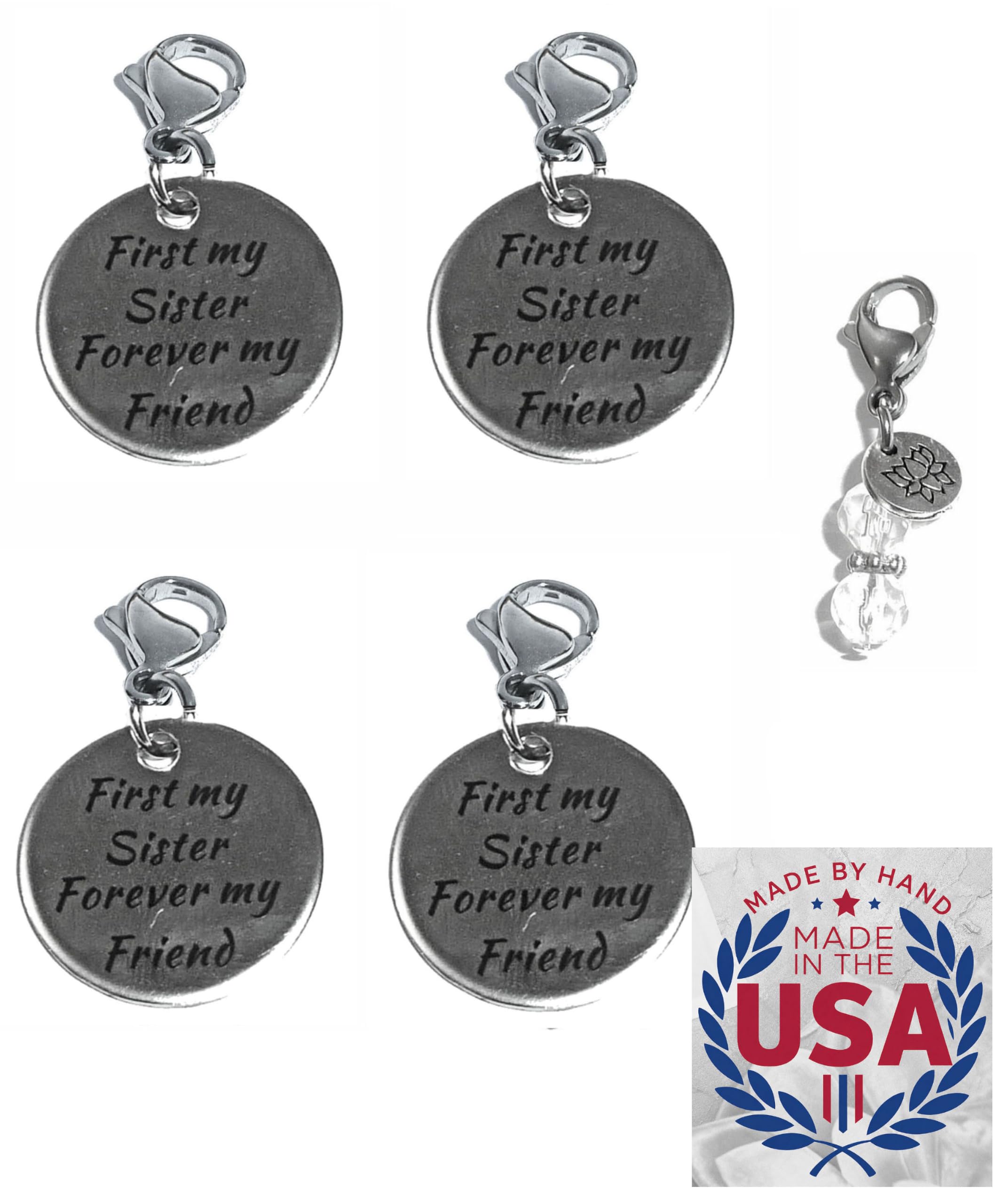 Hidden Hollow Beads 4 Clip On Charms for Purse, Handbag, Keychain, Zipper Pull, Backpack, Jewelry Accessory, USA