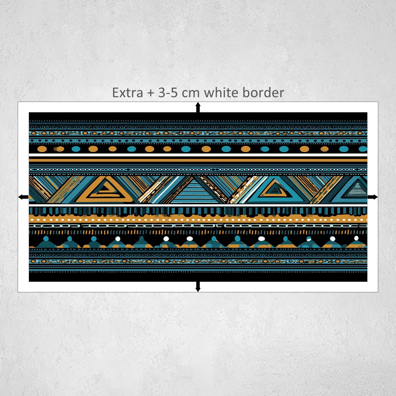 Vintage Geometrisch Dreieck Streifen Modernes Leinwandbild 90L x 60B cm mit Rahmen, Südwestlich XXL Wanddeko für Wohnzimmer Geschenk Idee Einzug - Hochwertiger Kunstdruck auf Holzrahmen