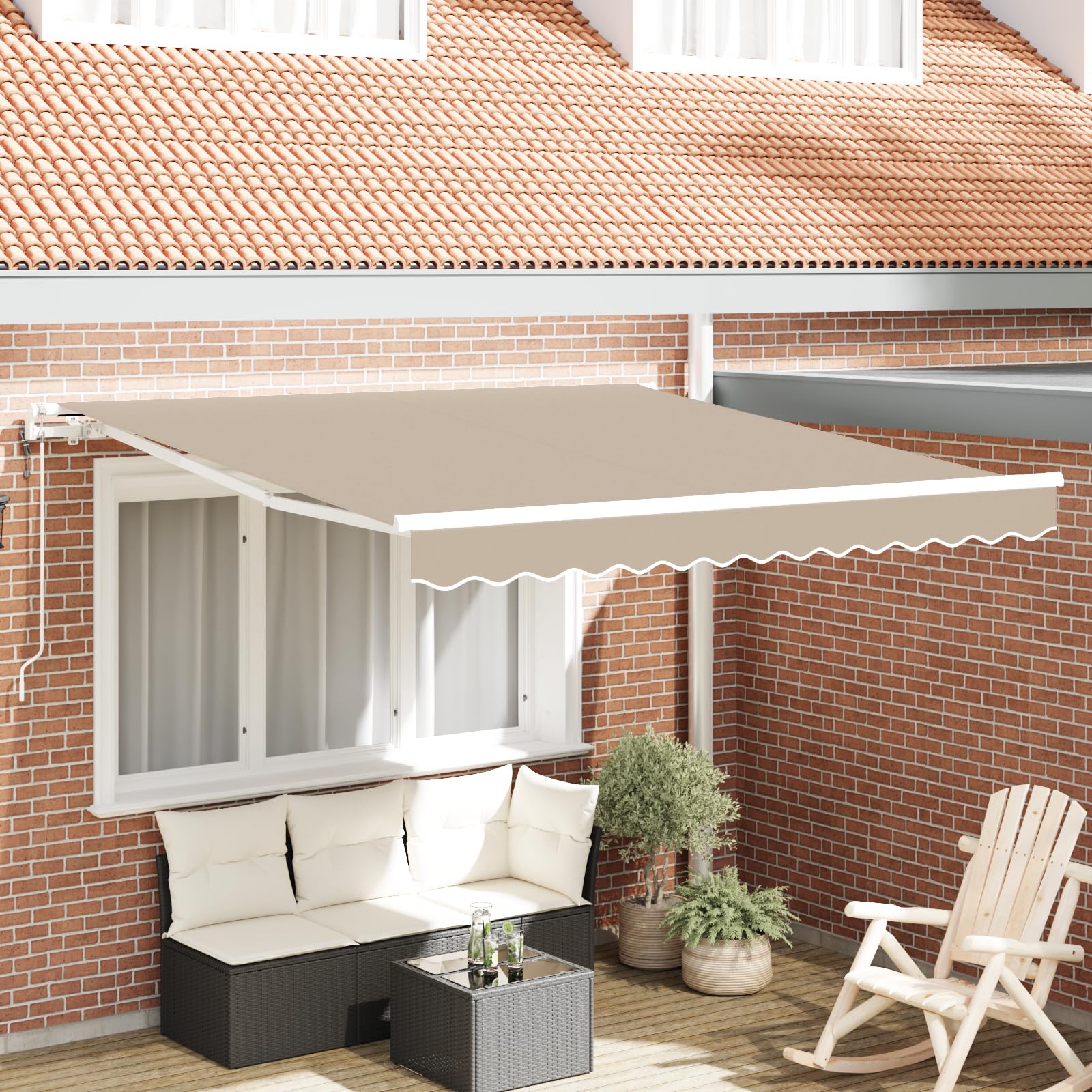 Toldo articulado electrico motorizado exterior terraza jardin beige 3x2.5m