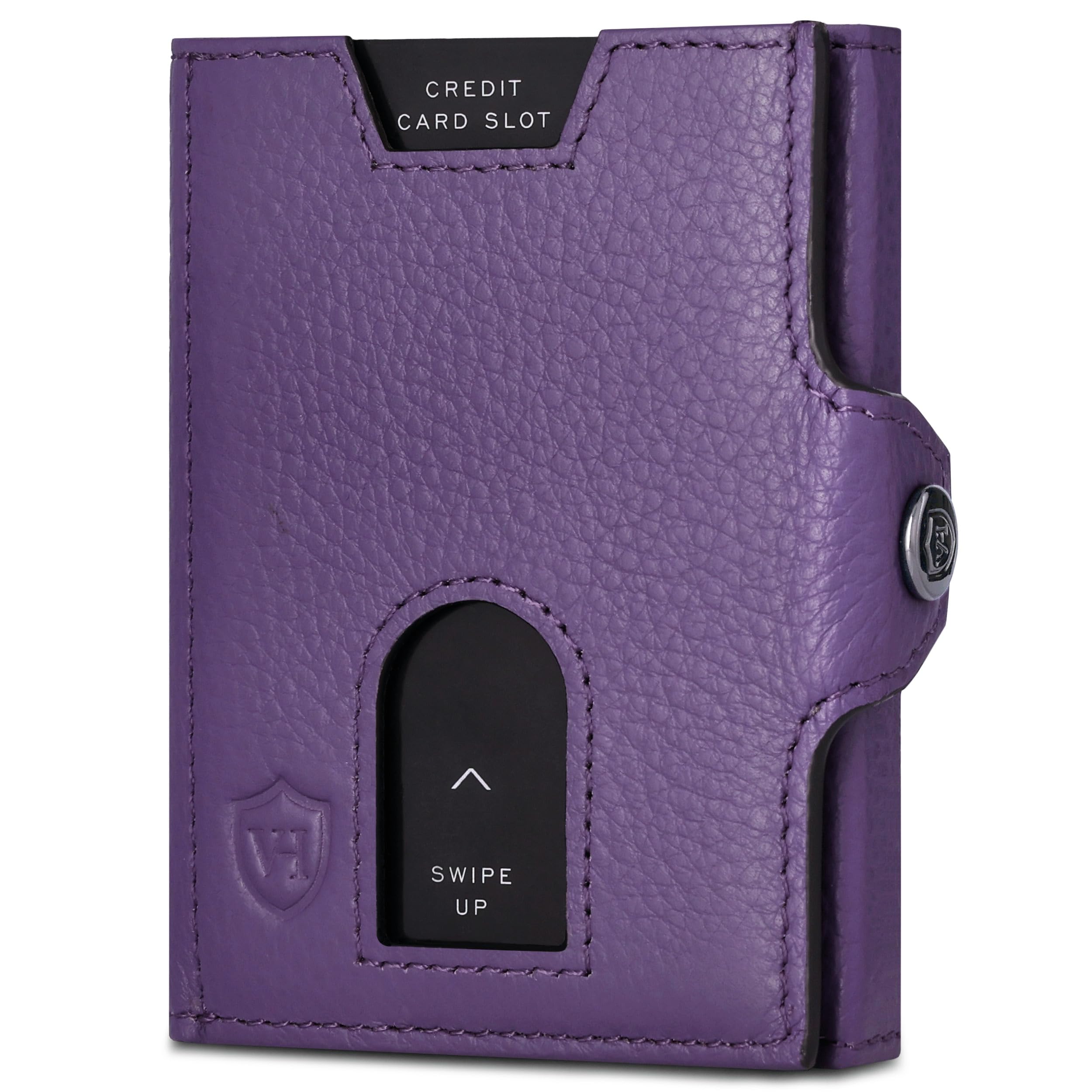 VON HEESEN Slim Wallet mit Münzfach & RFID Schutz - Leder Geldbörse Herren klein - Mini Geldbeutel Damen Portmonee - Kartenetui Echtleder Karten Portemonnaie - Kreditkartenetui Violet