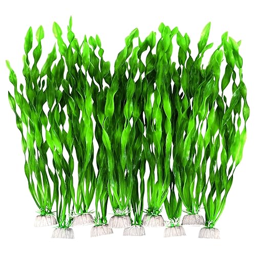 AQUANEAT Fish Tank Artificial Plants, Aquarium Plastic Seaweed Decorations, 11.75Inch