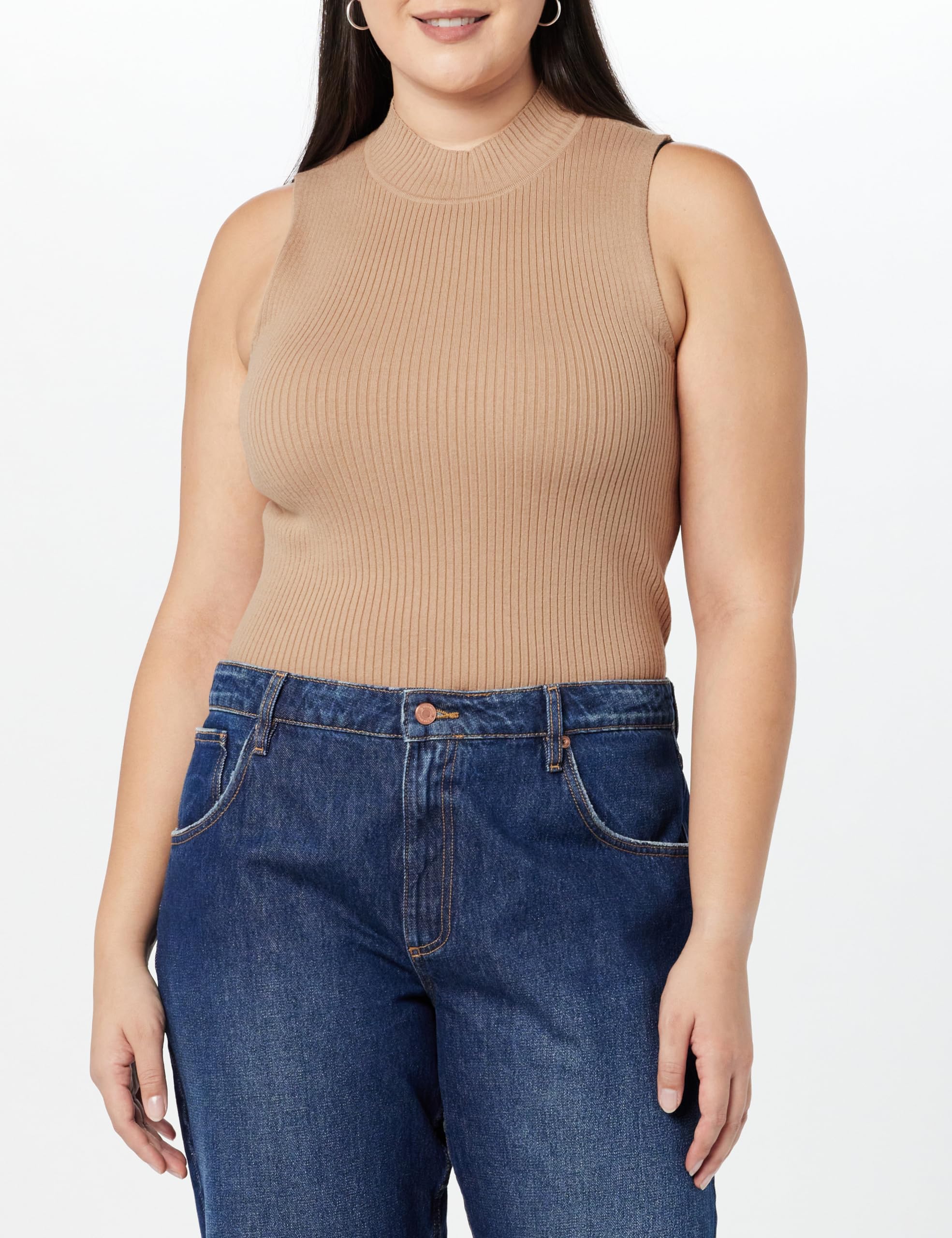 The Drop Women's Karolina Sleeveless Ribbed Mock-Neck Sweater