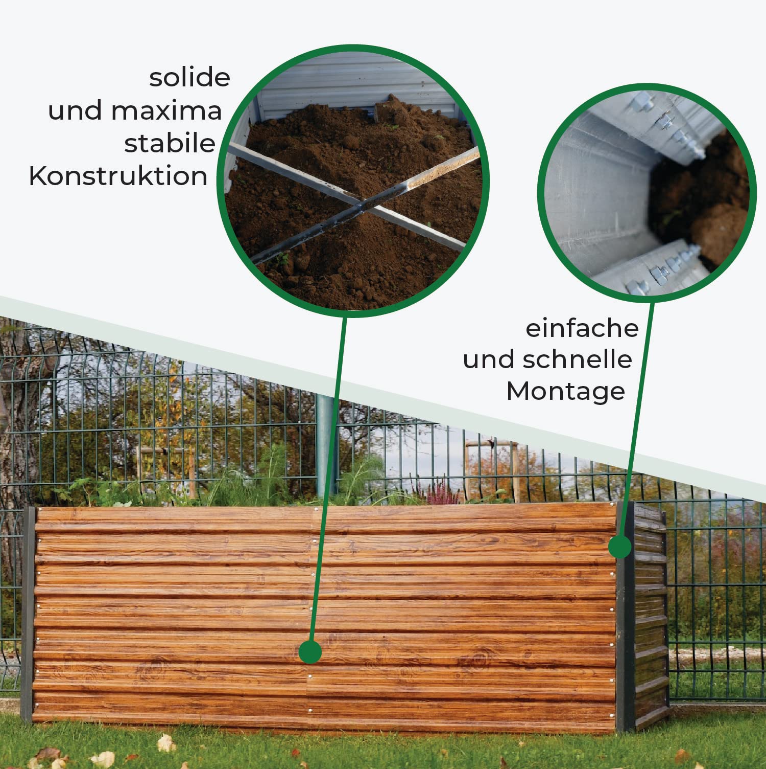 STREND PRO Hochbeet Metall 200x100x77 cm (LxBxH) Holz Imitation | Pflanzkasten Holz Effekt | Blumenkasten Holz Effekt | Garten Pflanzkasten Hoch | Gemüsebeet | Gartenbeet | Hochbeet Balkon Pflanzbeet
