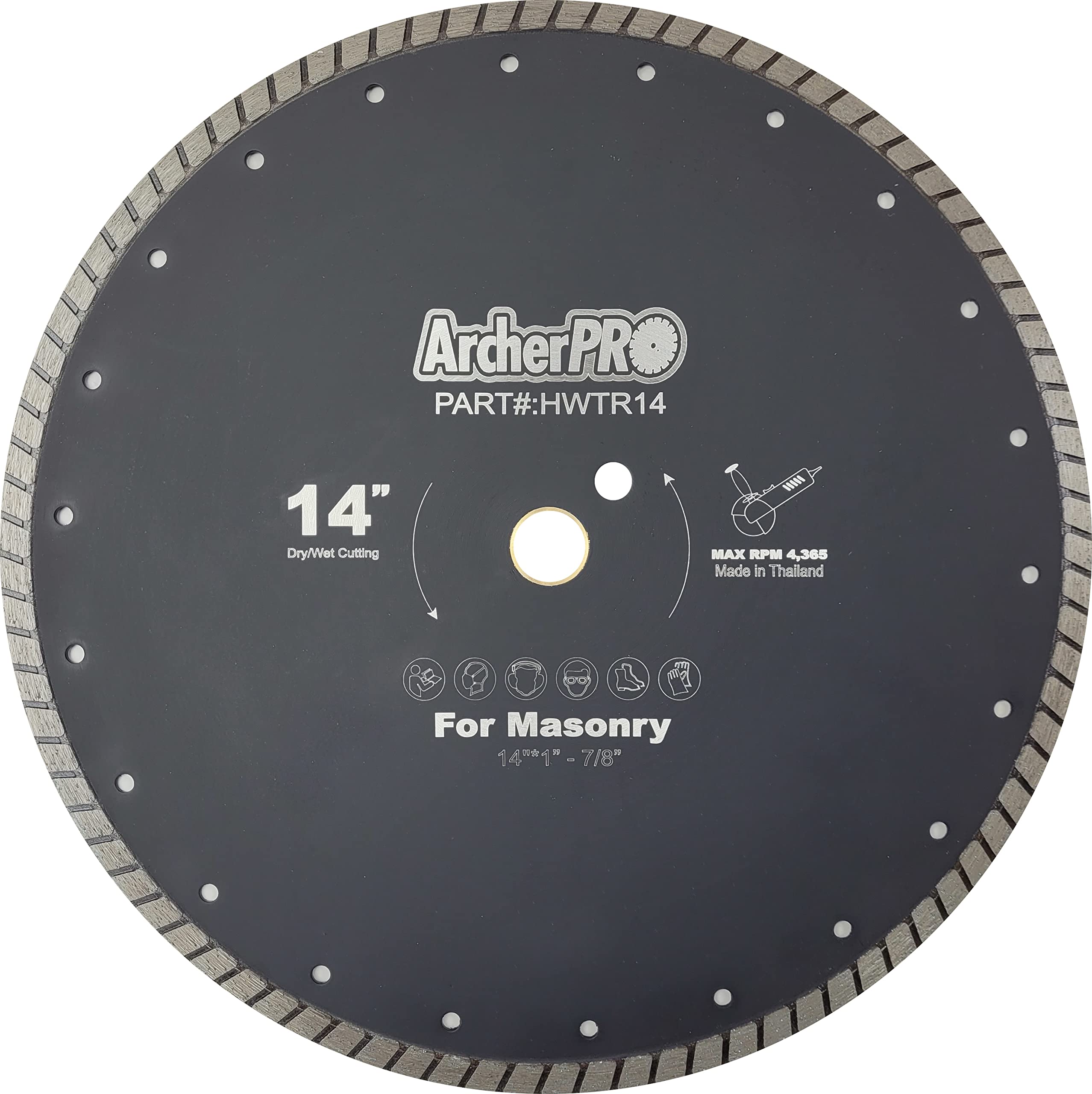 Archer PRO 14" in. Wide Turbo Rim Diamond Blades for Cutting Masonry, Stone, Pavers, Bricks, Blocks