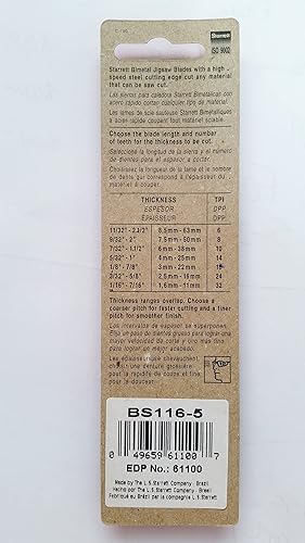 Miniatura 2 de STARRETT BS116-5 - Hojas de sierra caladora (5 por tarjeta)